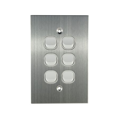 Stainless Steel Light Switch 6 Gang Vertical