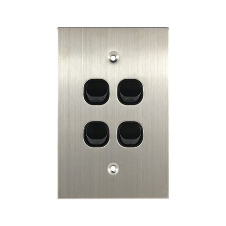 Stainless Steel Light Switch 4 Gang Vertical – BLACK