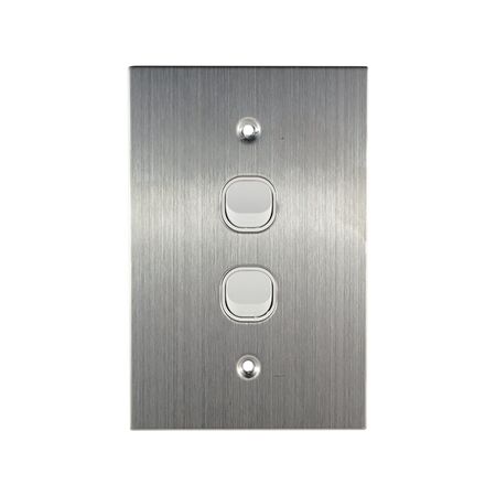 Stainless Steel Light Switch 2 Gang Vertical