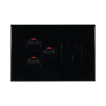 Single Power Point with 2 Extra Switches – BLACK