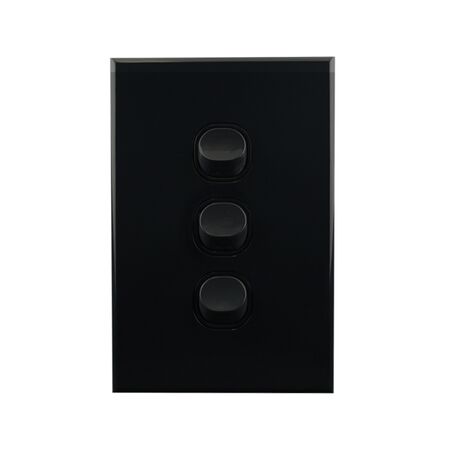 Light Switch 3 Gang – VERTICAL BLACK