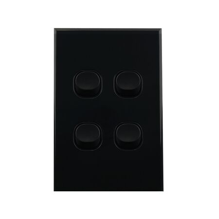 Light Switch 4 Gang – VERTICAL BLACK