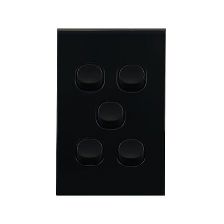 Light Switch 5 Gang – VERTICAL BLACK