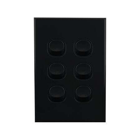 Light Switch 6 Gang – VERTICAL BLACK