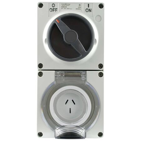 Combination Switched Socket Outlet 3 Pin 20A 250V AC IP66 Flat Pin