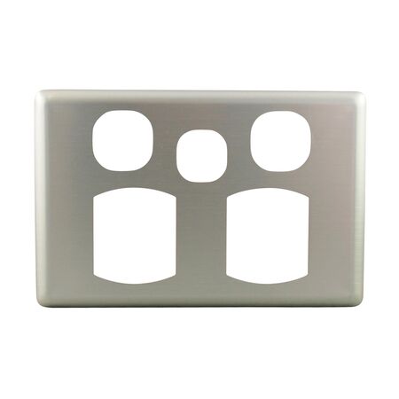 Metal Cover Plate Double Power Point with Extra Switch