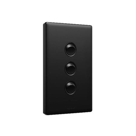 Excel Life 16AX 2 Way Single Pole Double Throw Vertical Rocker Switch 3 Gang Matt Black