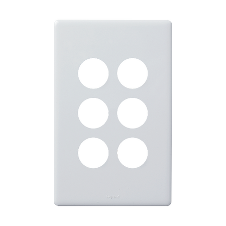 Excel Life EM Series Grid & Plate 6 Gang Gloss White