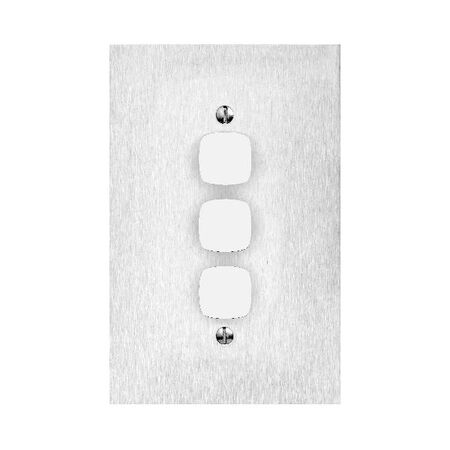 Architectural metal - Grid & stainless steel plate 3 gang white