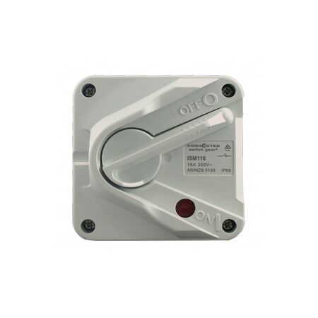 Single Pole Weatherproof Isolating Switch 250V 16A IP66