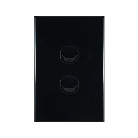2 Gang Wall Switch Vertical Black GEO