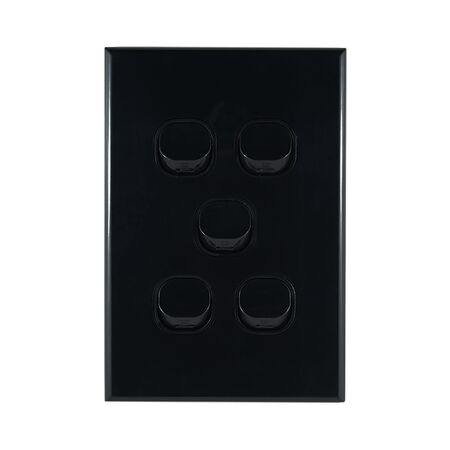 Light Switch 5 Gang – VERTICAL BLACK