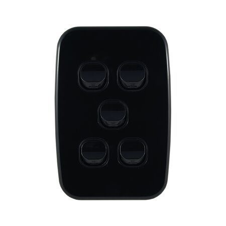 Light Switch 5 Gang – VERTICAL BLACK