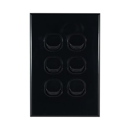 Light Switch 6 Gang – VERTICAL BLACK