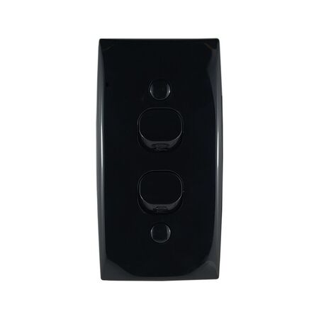 Intermediate Plate Light Switch 2 Gang – 54mm Mounting Centres BLACK