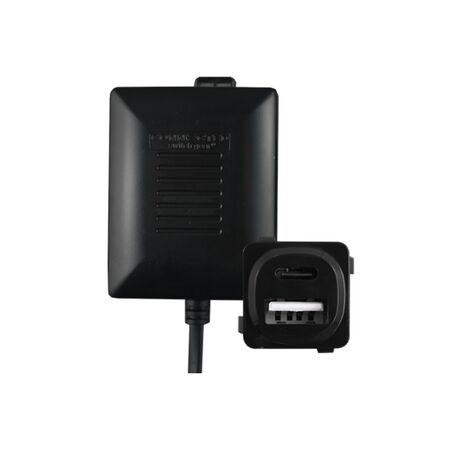 Dual USB Type A+C Charger Mechanism Black – FAST CHARGE