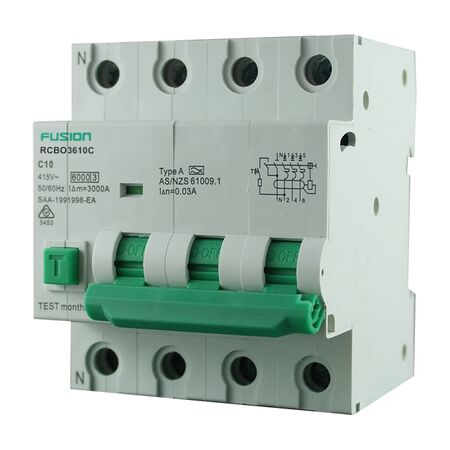 RCBO 3P+N 6kA 415V 10A Type A