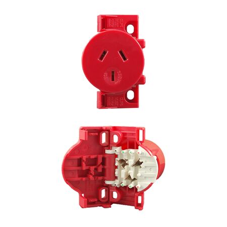 Quick Connect Surface Socket 250V AC 10A 1-2.5mm2 2C+E RED