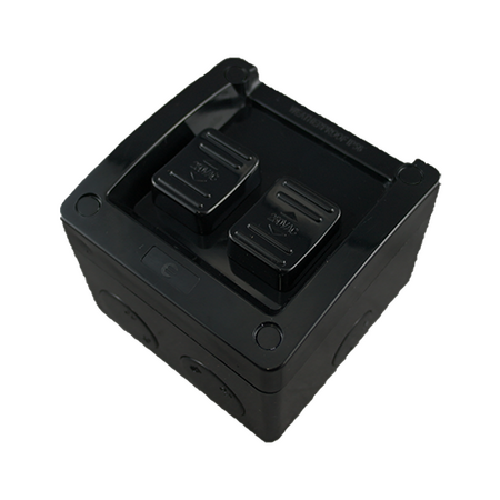 Single Weatherproof Surface Switch 2 Gang – BLACK