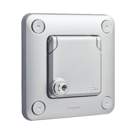 Soliroc - Adaptor with cover & key for 2 module mechs IP55 IK10 metal silver