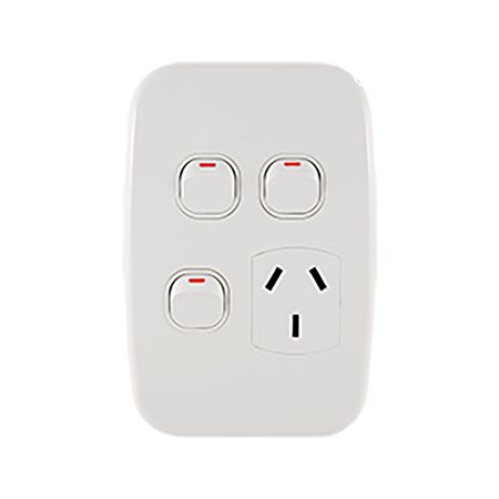 Single Power Point with 2 Extra Switches – VERTICAL