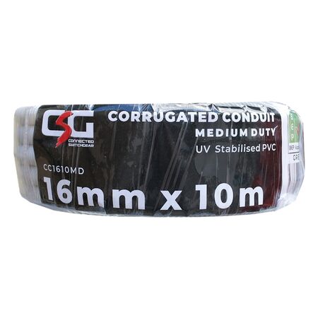 16mm Corrugated Conduit UPVC 10M Roll Grey