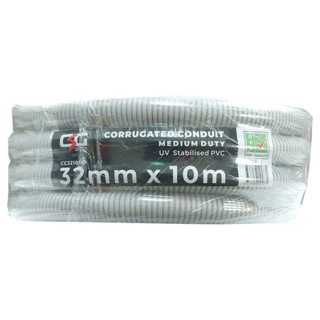 32mm Corrugated Conduit UPVC 10M Roll Grey