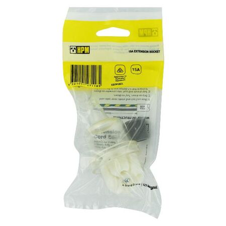 HPM 15A 3 Pin Extenson Socket Outlet Clear