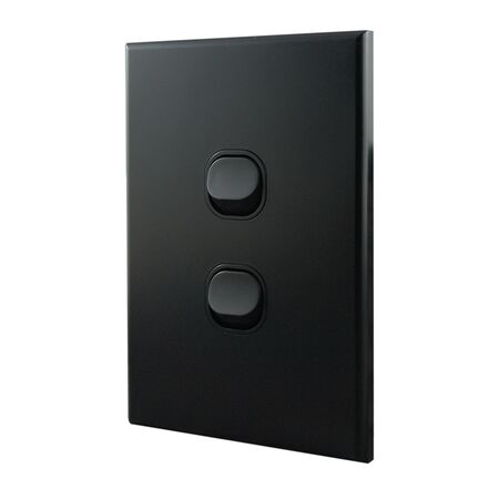 Light Switch 2 Gang – MATTE BLACK VERTICAL