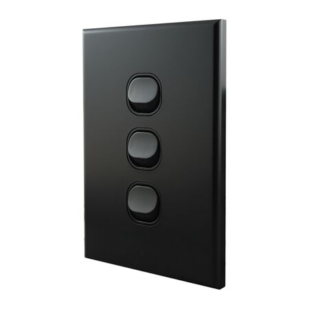 Light Switch 3 Gang – MATTE BLACK VERTICAL