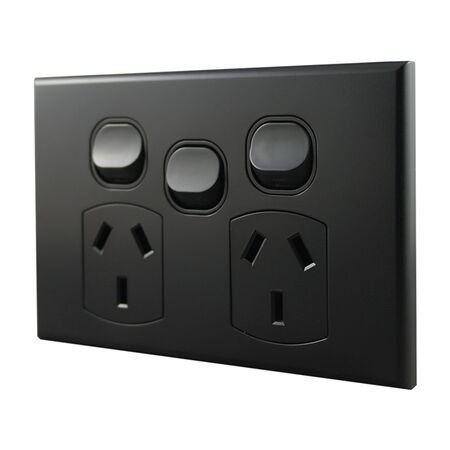 Double Power Point with Extra Switch – MATTE BLACK