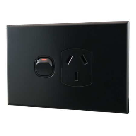 Single Power Point 10A 250V AC – MATTE BLACK