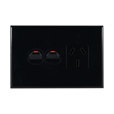 Single Power Point with Extra Switch – BLACK