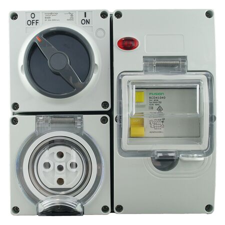 RCD Protected Switched Outlet 5 Pin | 500V 20A | IP66 Rated | Impact ...
