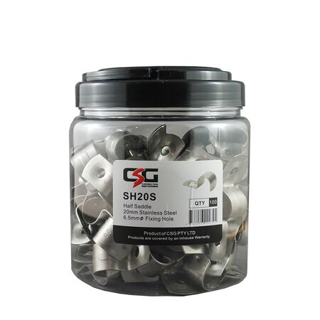 Stainless Steel Half Saddles 20mm – Jar of 100