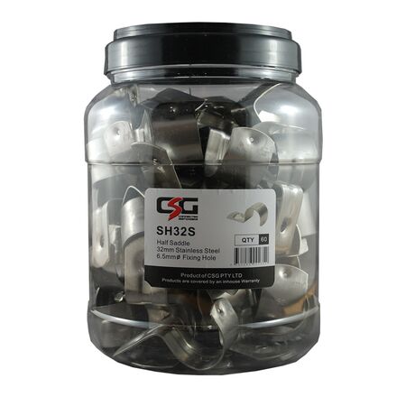 Stainless Steel Half Saddles 32mm – Jar of 60