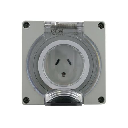 IP66 Socket Outlet 3 Pin Round Earth Pin 10A 250V AC