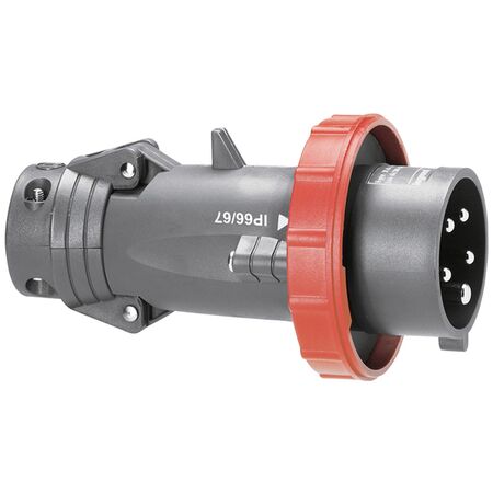 HYPRA - IEC industrial straight plug IP66/67 3P+E 415V a.c. 63A grey