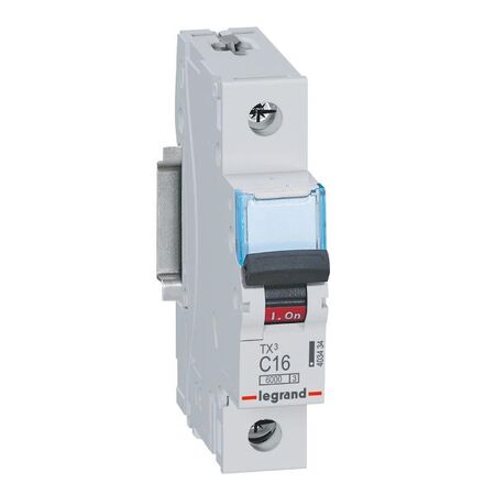 TX³ - MCB 6000 - Thermal magnetic circuit breaker - C curve - prong/fork type supply busbar - 1P - 230/400V a.c. - 16A - 1 module