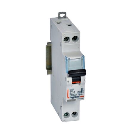 DX3 RCBO 1P+N 10A 10mA 6kA (MCB/RCD combo) - A Type - C Curve