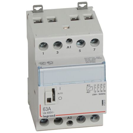 CX3 - modular contactor - 400V a.c. 4P 63A 4NC 230V a.c. coil with handle 3 module