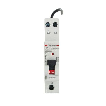 DX3 Single Pole RCBO 1P+N 10A 30MA C Curve with Flexible Neutral Tail 900mm