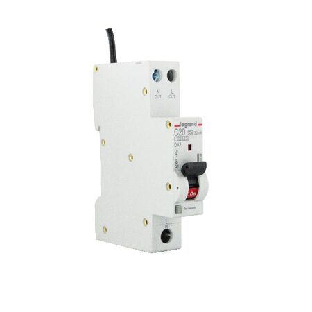 DX3 Single Pole RCBO 1P+N 20A 30MA C Curve with Flexible Neutral Tail 900mm