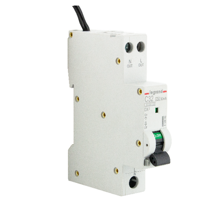 DX3 Single Pole RCBO 1P+N 32A 30MA C Curve with Flexible Neutral Tail 900mm