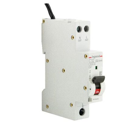 DX3 Single Pole RCBO 1P+N 32A 30MA C Curve with Flexible Neutral Tail 900mm