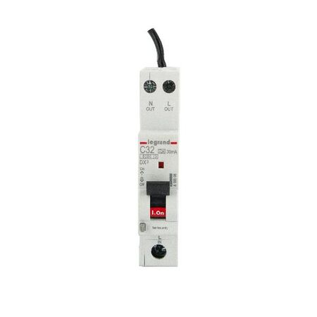 DX3 Single Pole RCBO 1P+N 32A 30MA C Curve with Flexible Neutral Tail 900mm