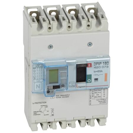 DPX³ 160 Thermal Magnetic MCCB with e.l.c.bs- Icu 25 kA - 400 V~ - 4 Phase - 63 A