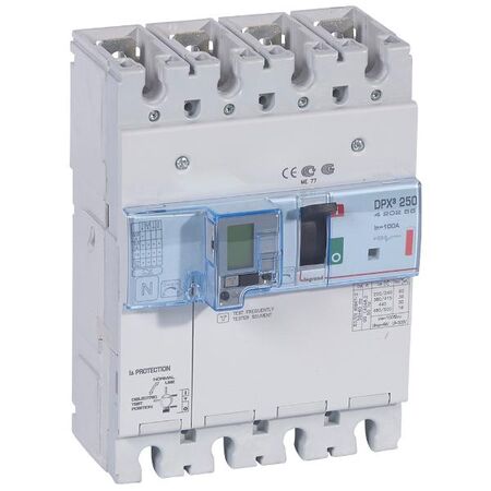 DPX³ 250 Thermal Magnetic MCCB with e.l.c.bs - Icu 36 kA - 400 V~ - 4P - 100 A