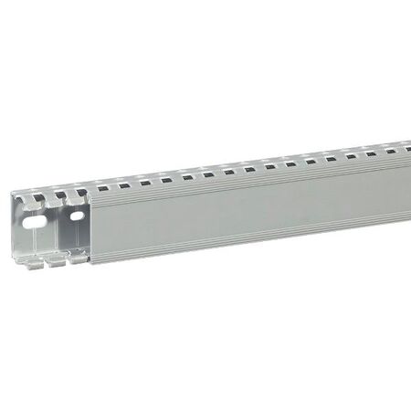 Transcab - Cable grey duct with cover - 2 metre length 40x25mm 2m 12.5mm finger DIN pitch with cover grey