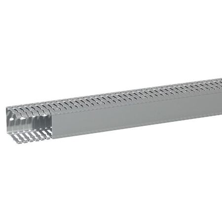 Transcab - Cable grey duct with cover - 2 metre length 60x80mm 2m 12.5mm finger DIN pitch with cover grey